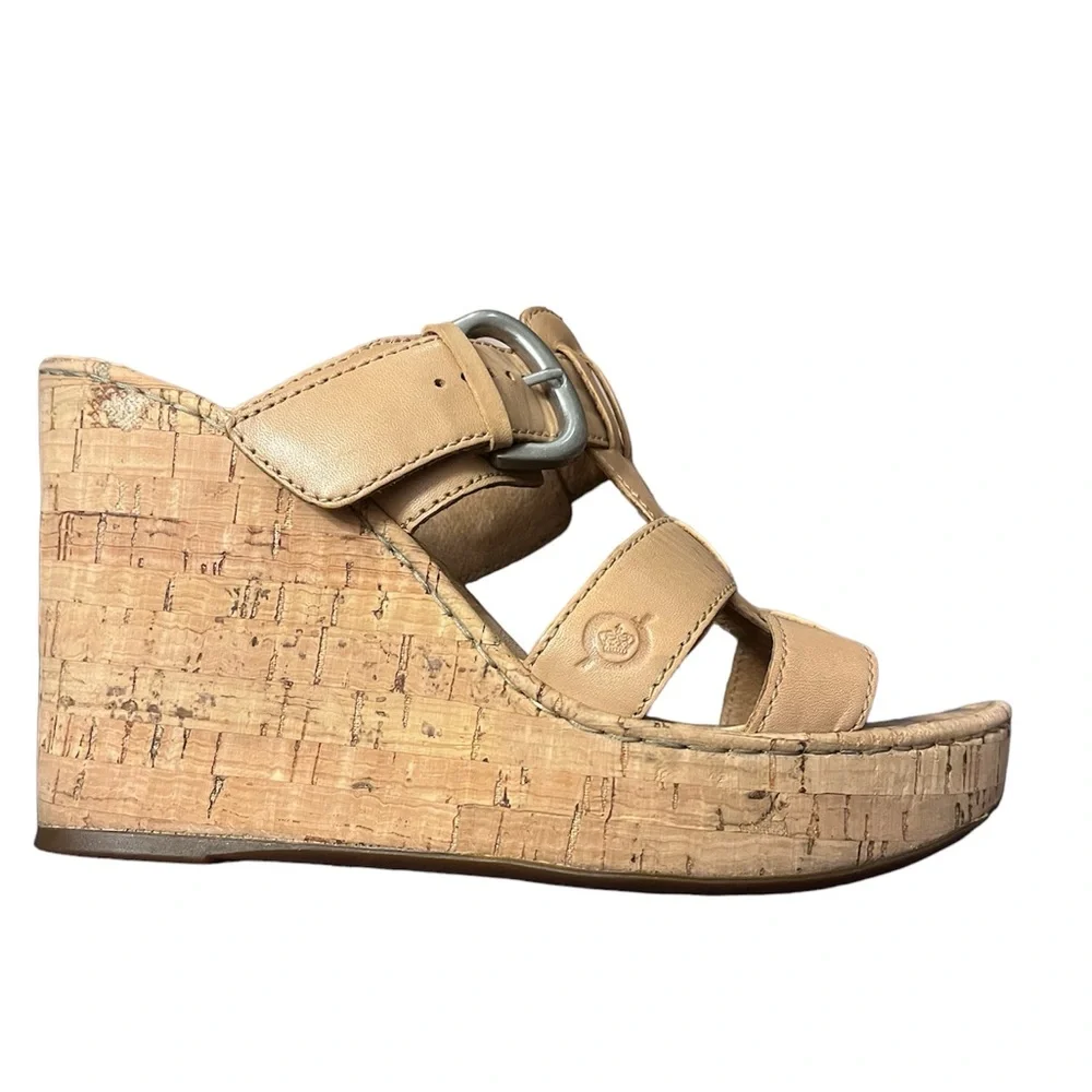 Born Wedge Platform Shoes- Tan size 8
